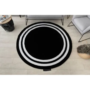 Dywan HAMPTON Ramka koło czarny Ø 120cm / GR2889
