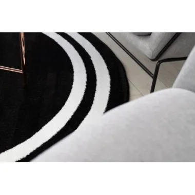 Dywan HAMPTON Ramka koło czarny Ø 120cm / GR2889