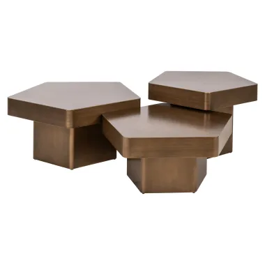 Stolik kawowy HEXA złoty (3 set) 75 x 37 x 75cm / 8775