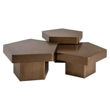 Stolik kawowy HEXA złoty (3 set) 75 x 37 x 75cm / 8775
