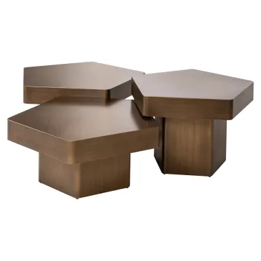 Stolik kawowy HEXA złoty (3 set) 75 x 37 x 75cm / 8775