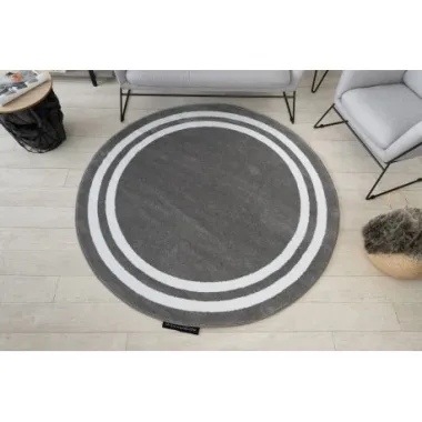 Dywan HAMPTON Ramka koło szary koło Ø 120cm / GR2891
