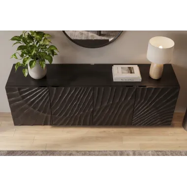 Invicta Szafka wisząca RTV SCORPION lite drewno mango 3D czarne 177cm / 44524