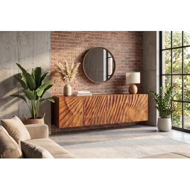 Invicta Szafka RTV wisząca SCORPION 3D mango 180 x 58 x 38cm / 46647