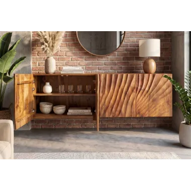 Invicta Szafka RTV wisząca SCORPION 3D mango 180 x 58 x 38cm / 46647