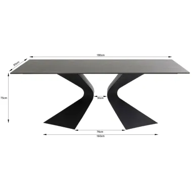 Kare Stół do jadalni GLORIA ceramiczny czarny 180 x 75 x 90cm / 87349