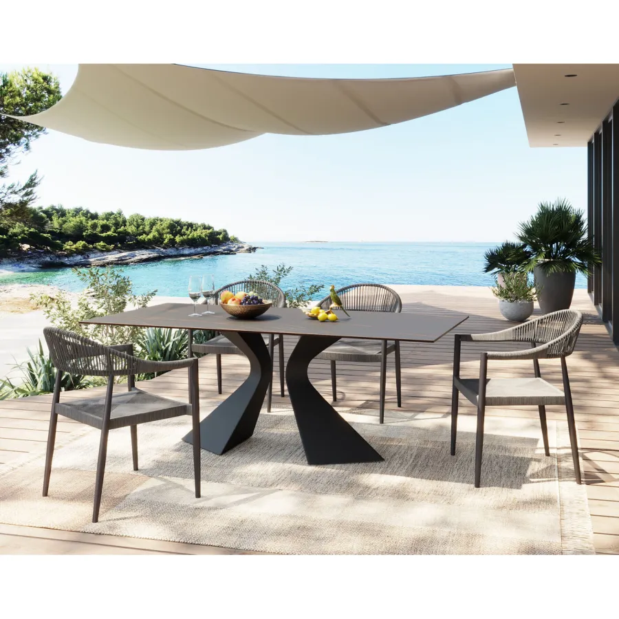 Kare Stół do jadalni GLORIA ceramiczny czarny 180 x 75 x 90cm / 87349