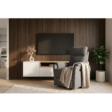 Invicta Fotel Kinowy HOLLYWOOD elektryczna regulacja szary 75 x 100 x 85cm / 47600