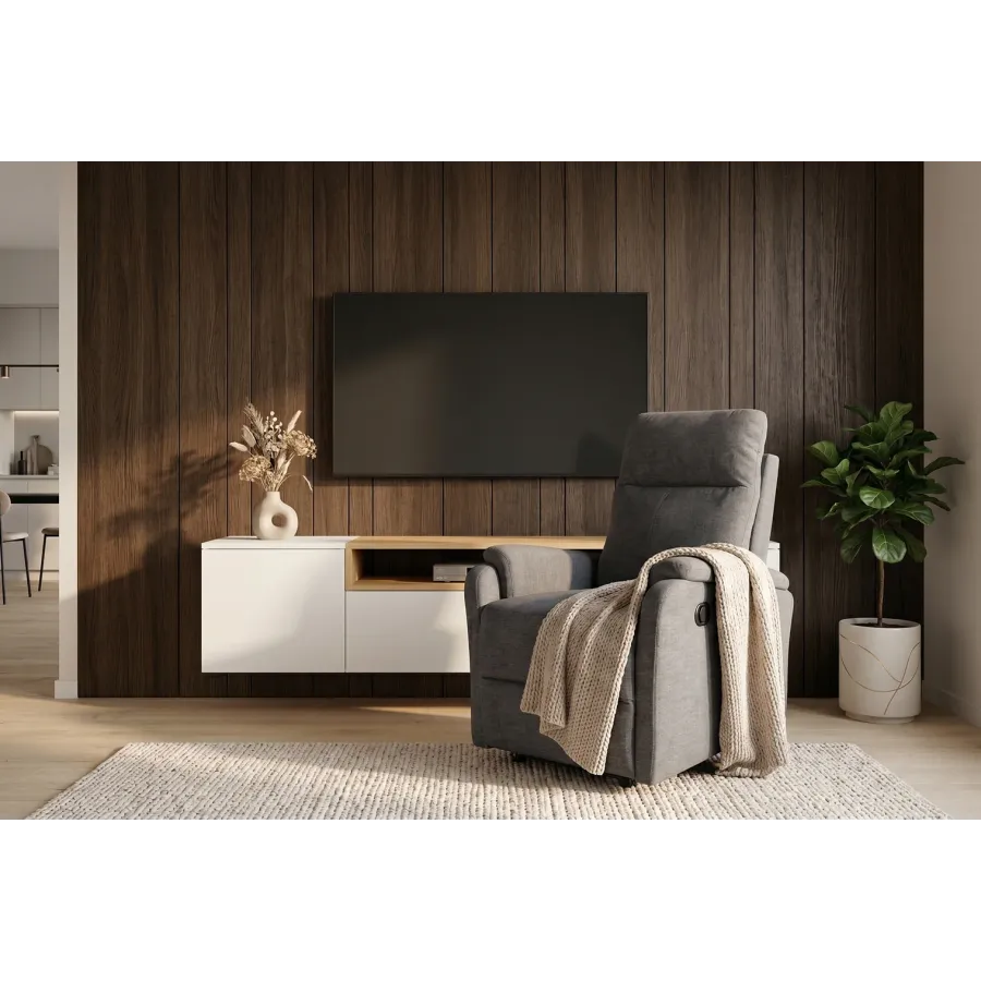 Invicta Fotel Kinowy HOLLYWOOD elektryczna regulacja szary 75 x 100 x 85cm / 47600