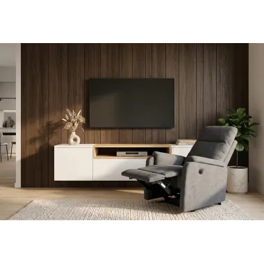 Invicta Fotel Kinowy HOLLYWOOD elektryczna regulacja szary 75 x 100 x 85cm / 47600