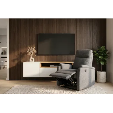 Invicta Fotel Kinowy HOLLYWOOD elektryczna regulacja szary 75 x 100 x 85cm / 47600