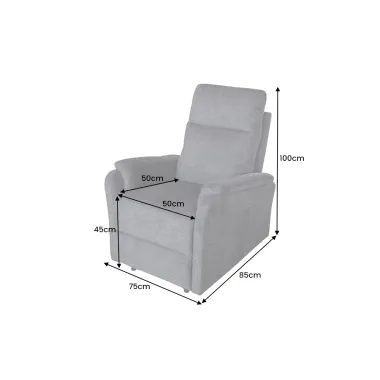 Invicta Fotel Kinowy HOLLYWOOD elektryczna regulacja szary 75 x 100 x 85cm / 47600