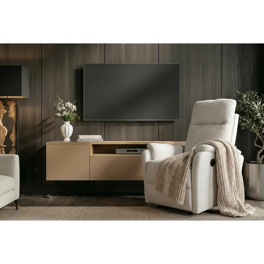 Invicta Fotel Kinowy HOLLYWOOD elektryczna regulacja beżowy 75 x 100 x 85cm / 47601