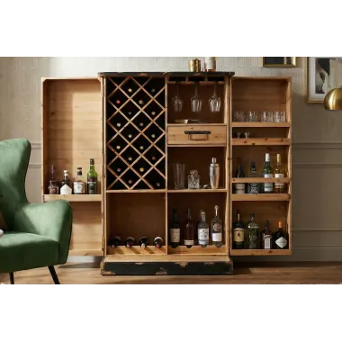 Invicta Barek na wino BODEGA sosna naturalna 79 x 120 x 44cm / 48162
