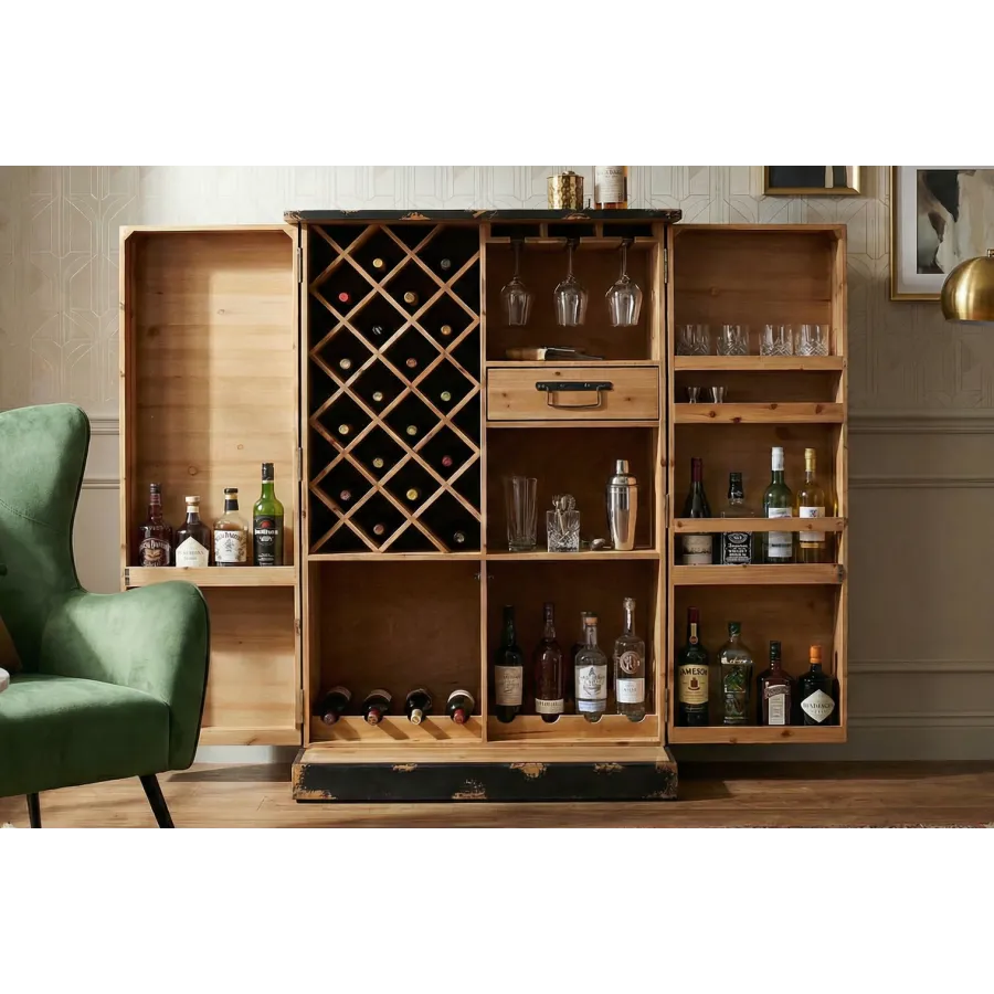 Invicta Szafka na wino BODEGA sosna naturalna 79 x 120 x 44cm / 48162