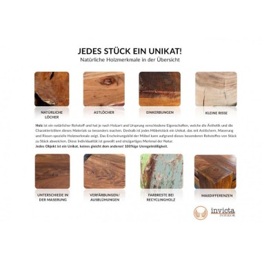 Invicta Stół do jadalni MAMMUT sheesham 200 x 100 x 76cm / 43700