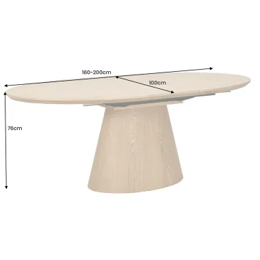 Invicta Stół UNIQUE owalny rozkładany optyka dębu 160 - 200cm / 47657