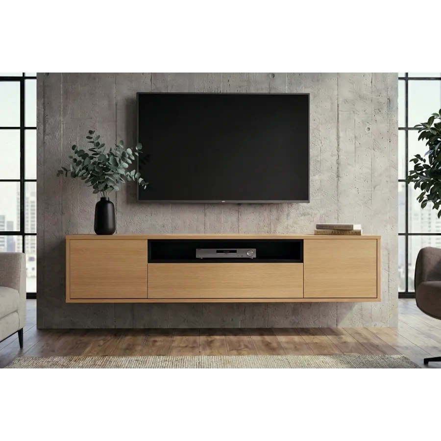 Invicta Szafka RTV LOFT fornir dębowy 150 x 30 x 40cm / 47814