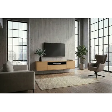 Invicta Szafka RTV LOFT fornir dębowy 150 x 30 x 40cm / 47814