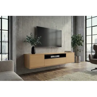 Invicta Szafka RTV LOFT fornir dębowy 150 x 30 x 40cm / 47814