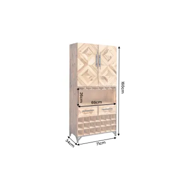 Invicta Witryna barowa BODEGA drewno sosny 71 x 160 x 34cm / 48166