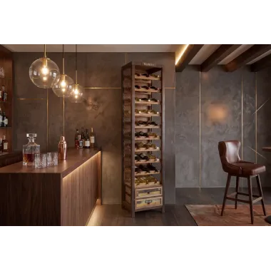 Invicta Regał na wino BODEGA drewno sosnowe metalowa rama 38 x 191 x 30cm / 48167