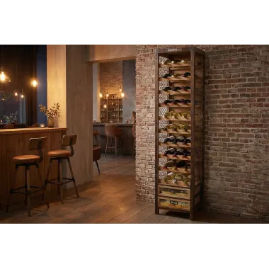 Invicta Regał na wino BODEGA drewno sosnowe metalowa rama 38 x 191 x 30cm / 48167