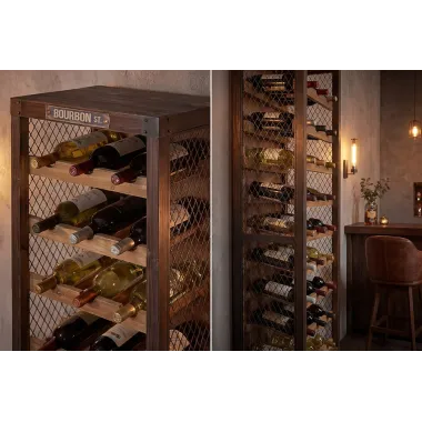 Invicta Regał na wino BODEGA drewno sosnowe metalowa rama 38 x 191 x 30cm / 48167