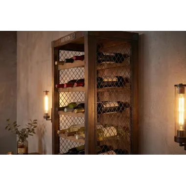 Invicta Regał na wino BODEGA drewno sosnowe metalowa rama 38 x 191 x 30cm / 48167