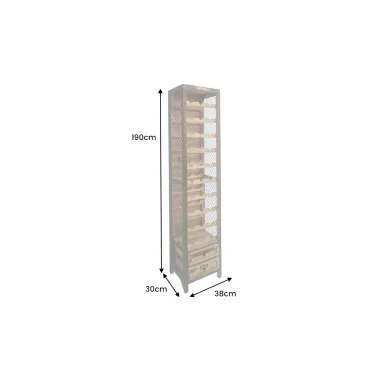 Invicta Regał na wino BODEGA drewno sosnowe metalowa rama 38 x 191 x 30cm / 48167