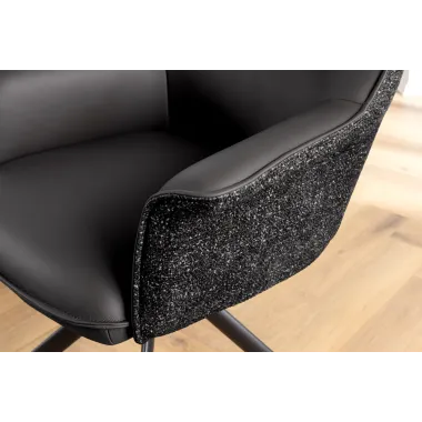 Invicta Krzesło obrotowe LE GRAND 180° czarne z podłokietnikami w skórze 68 x 87 x 68cm / 46988