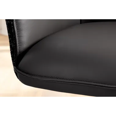 Invicta Krzesło obrotowe LE GRAND 180° czarne z podłokietnikami w skórze 68 x 87 x 68cm / 46988