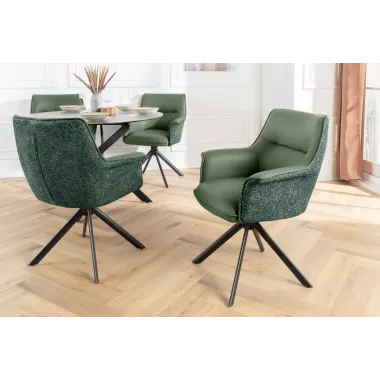 Invicta Krzesło obrotowe LE GRAND 180° butelkowa zieleń z podłokietnikami w skórze 68 x 87 x 68cm / 46991
