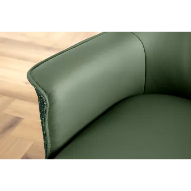 Invicta Krzesło obrotowe LE GRAND 180° butelkowa zieleń z podłokietnikami w skórze 68 x 87 x 68cm / 46991