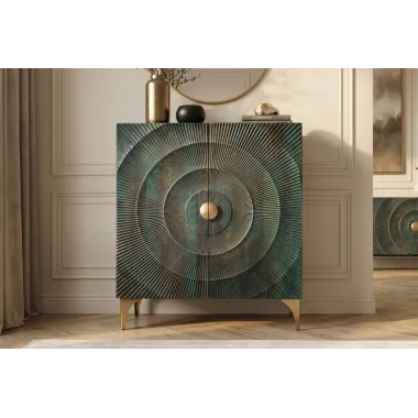 Invicta Komoda GOLDEN SUNSET 3D wysoka turkusowe mango 100 x 120 x 38cm / 48527