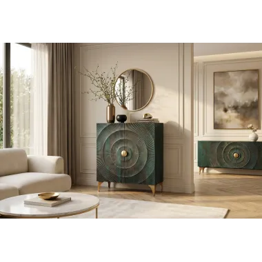 Invicta Komoda GOLDEN SUNSET 3D wysoka turkusowe mango 100 x 120 x 38cm / 48527