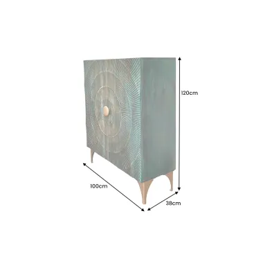 Invicta Komoda GOLDEN SUNSET 3D wysoka turkusowe mango 100 x 120 x 38cm / 48527