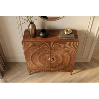 Invicta Komoda GOLDEN SUNSET 3D wysoka brązowe mango 100 x 120 x 38cm / 49242