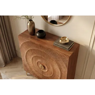 Invicta Komoda GOLDEN SUNSET 3D wysoka brązowe mango 100 x 120 x 38cm / 49242