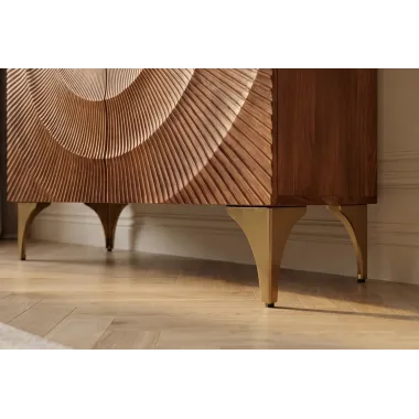 Invicta Komoda GOLDEN SUNSET 3D wysoka brązowe mango 100 x 120 x 38cm / 49242