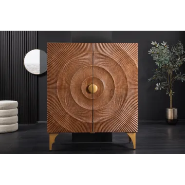Invicta Komoda GOLDEN SUNSET 3D wysoka brązowe mango 100 x 120 x 38cm / 49242