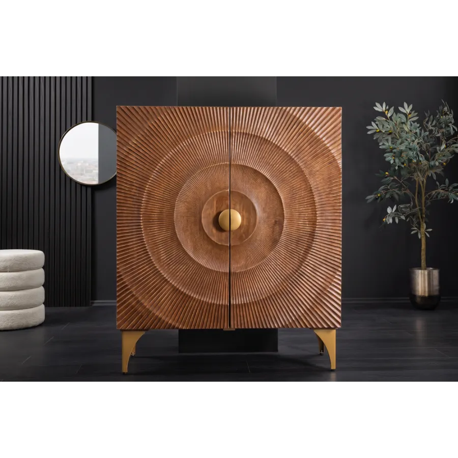 Invicta Komoda GOLDEN SUNSET 3D wysoka brązowe mango 100 x 120 x 38cm / 49242