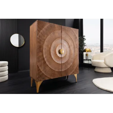 Invicta Komoda GOLDEN SUNSET 3D wysoka brązowe mango 100 x 120 x 38cm / 49242