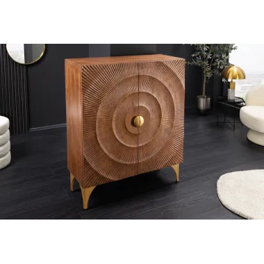 Invicta Komoda GOLDEN SUNSET 3D wysoka brązowe mango 100 x 120 x 38cm / 49242