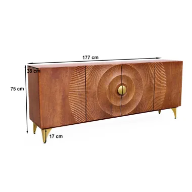 Invicta Komoda GOLDEN SUNSET 3D brązowe mango 177 x 75 x 38cm / 49230