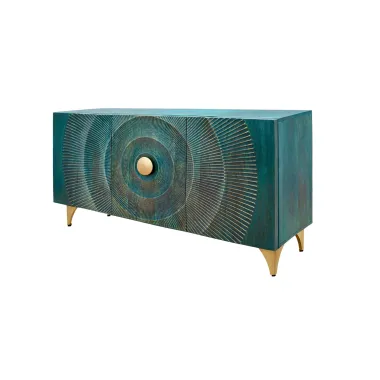 Invicta Komoda GOLDEN SUNSET 3D turkusowe mango 140 x 75 x 38cm / 48845