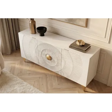 Invicta Komoda GOLDEN SUNSET 3D białe mango 140 x 75 x 38cm / 48844