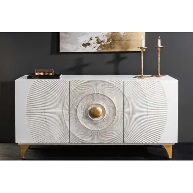 Invicta Komoda GOLDEN SUNSET 3D białe mango 140 x 75 x 38cm / 48844