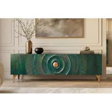 Invicta Szafka TV GOLDEN SUNSET 3D  turkusowe mango 180 x 55 x 40cm / 48525