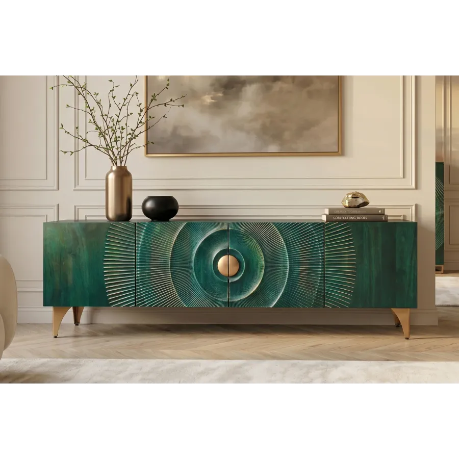 Invicta Szafka TV GOLDEN SUNSET 3D  turkusowe mango 180 x 55 x 40cm / 48525